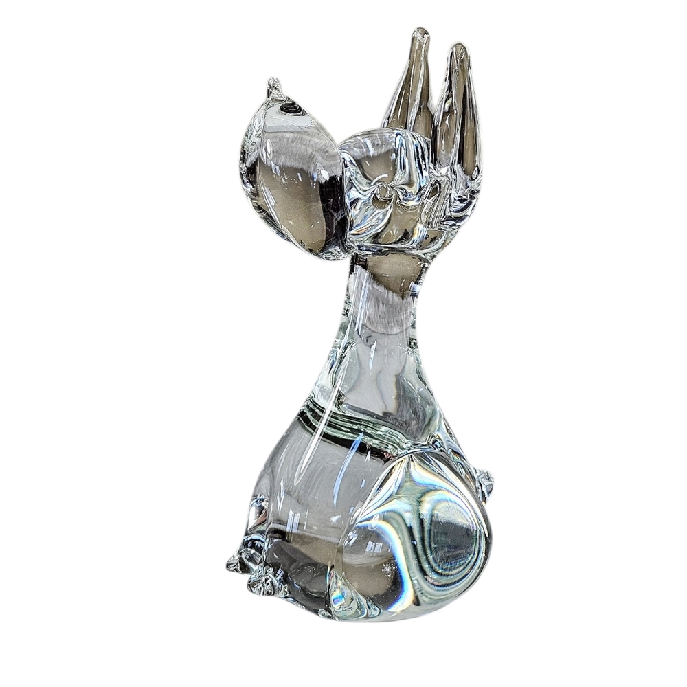Vintage 1960's Eneryda Glasbruk Crystal Glass Great Dane Dog Sweden 7 1/2" Signe
